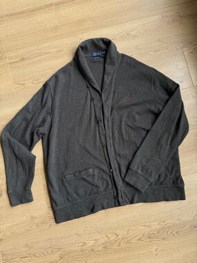 Polo Ralph Lauren Shawl Collar Cardigan XXL Gray Cotton Estate Rib Sweater
